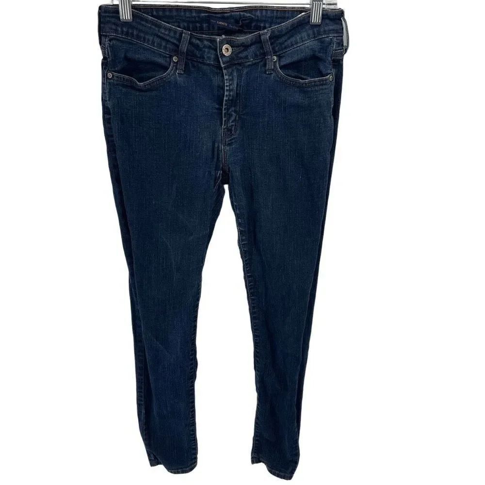 Levi's Womens Tapered Leg Jeans The Original Stretch Mid Rise Dark Wash Blue 10